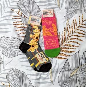 Fun Women's Blue Q Crew Socks w/ Funny Phrases